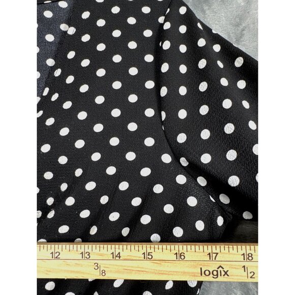 Mi Ami Womans Polka Dot Peplum Blouse V-Neck Wrap Blouse Adult Size Medium Shirt - Picture 6 of 8
